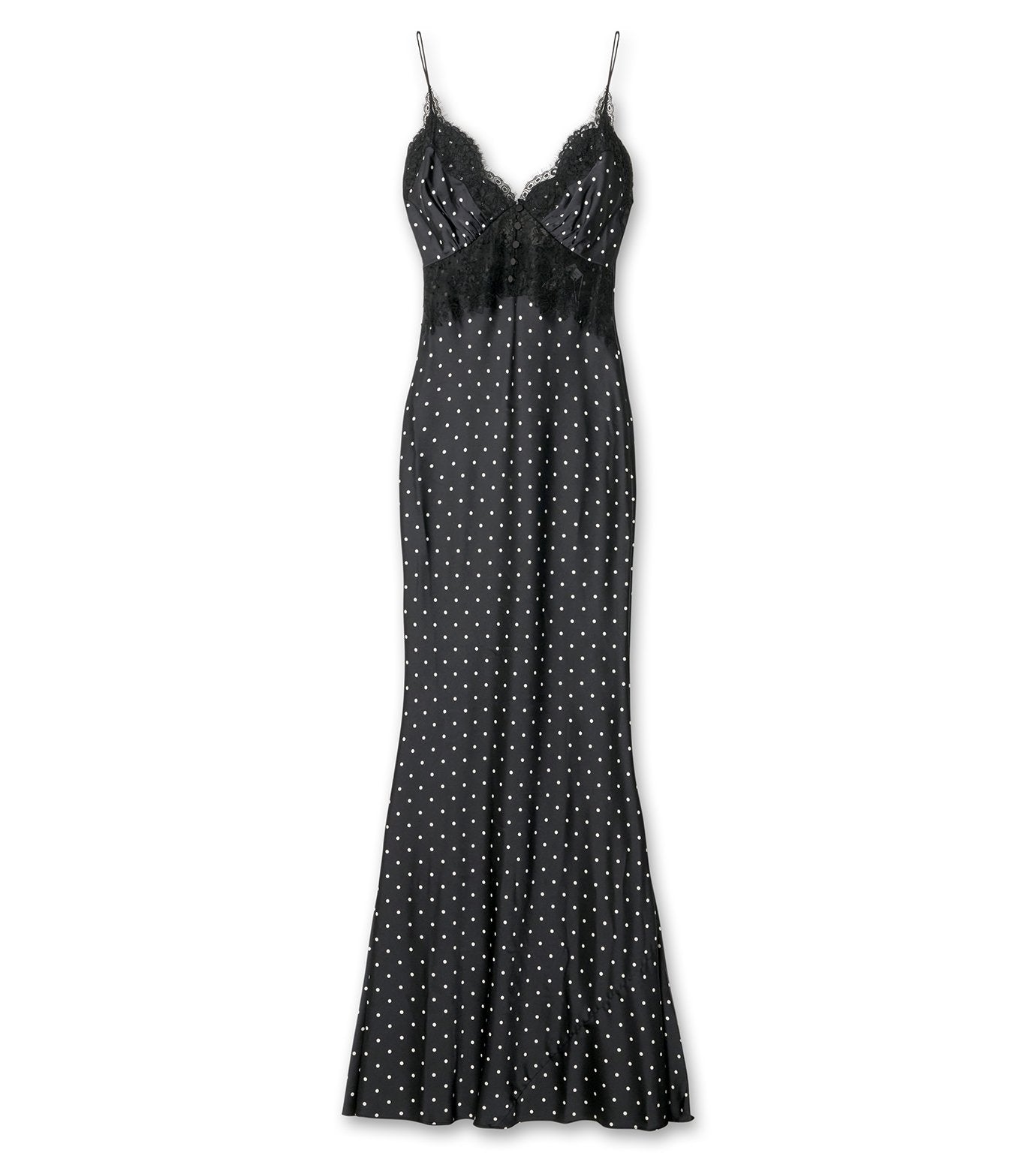 Polka Dot Satin Lace Maxi Dress