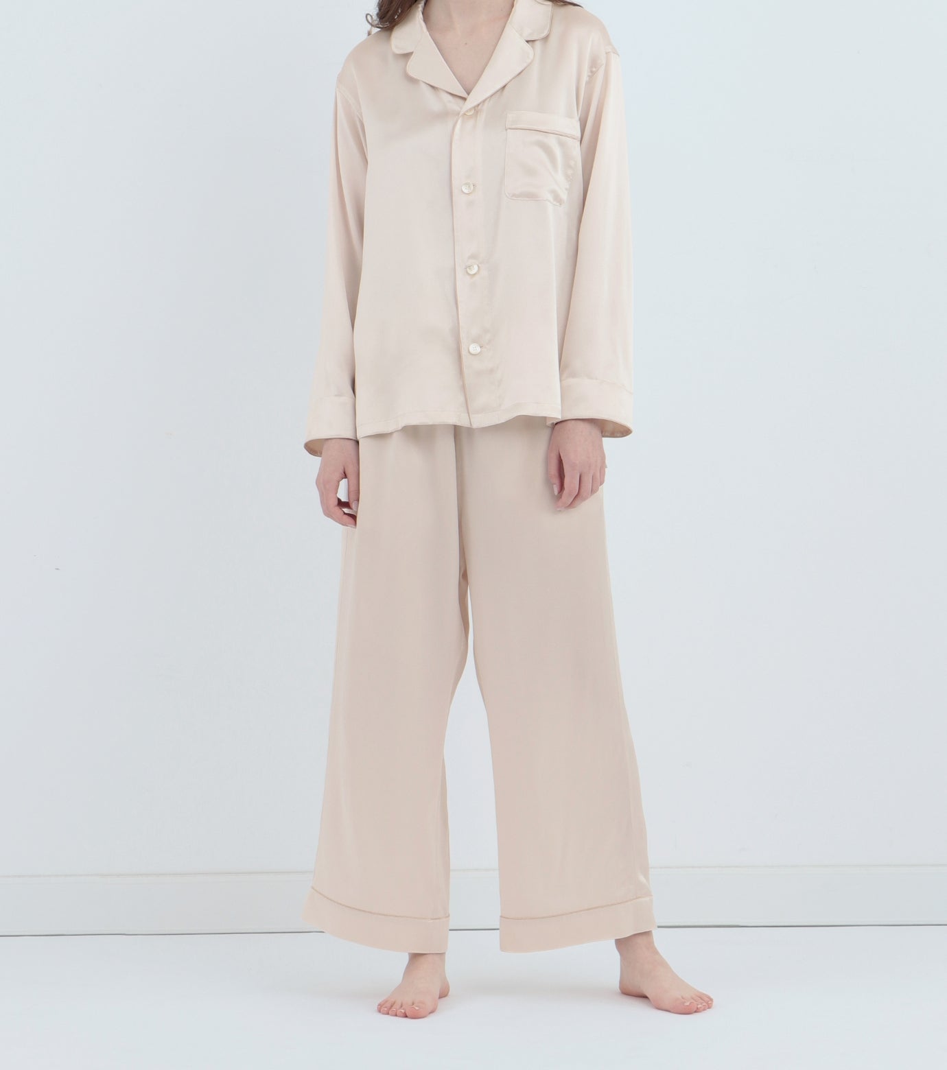 Silk Pajamas Pearl White