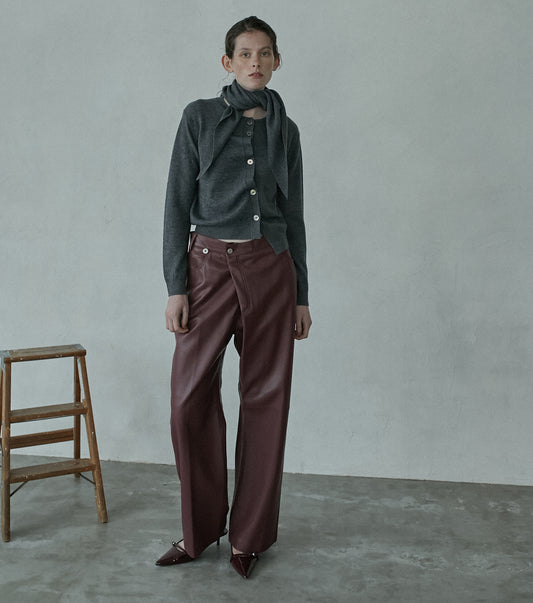 Asymmetry Leather Pants