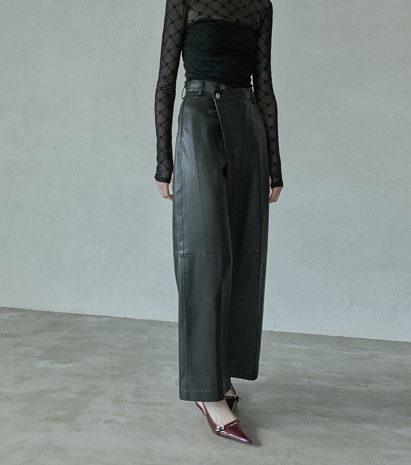 Asymmetry Leather Pants