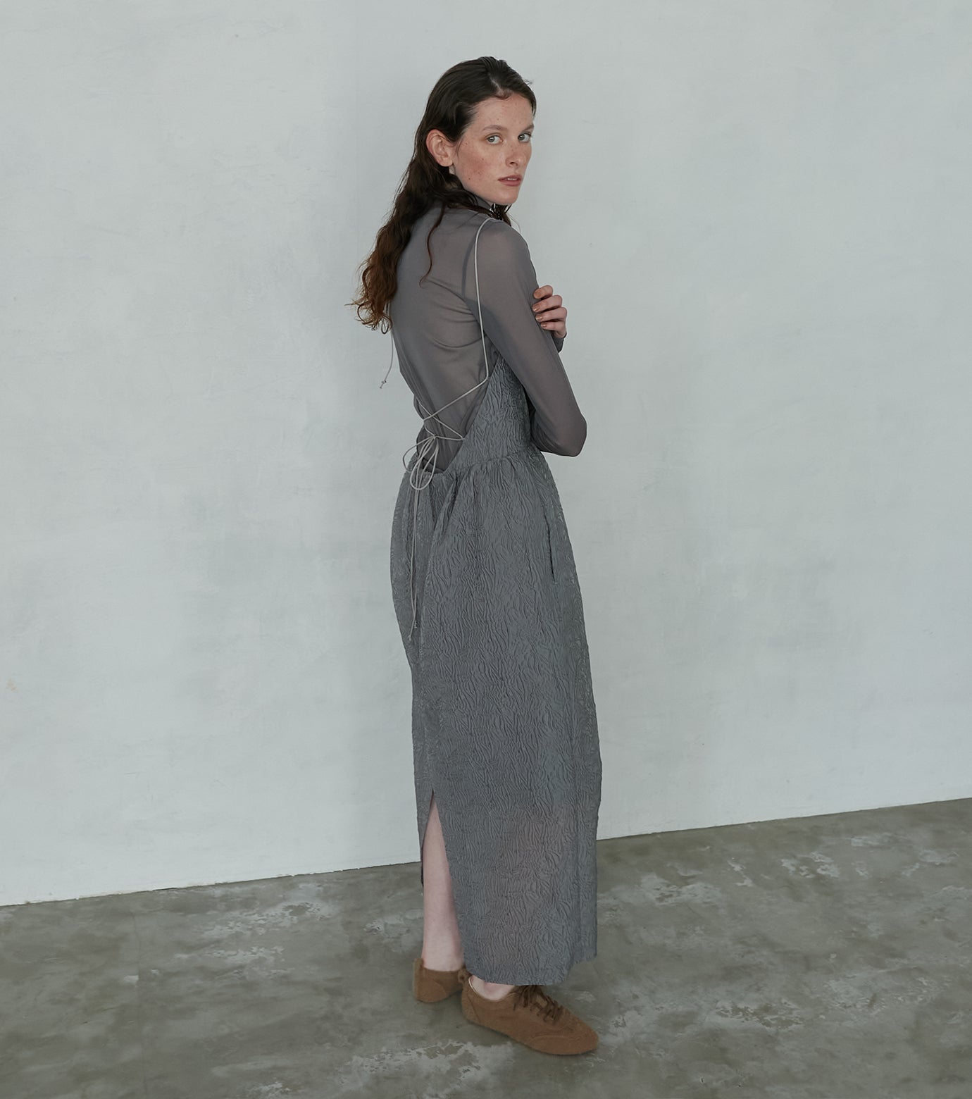 Halterneck Barrel Jacquard Dress