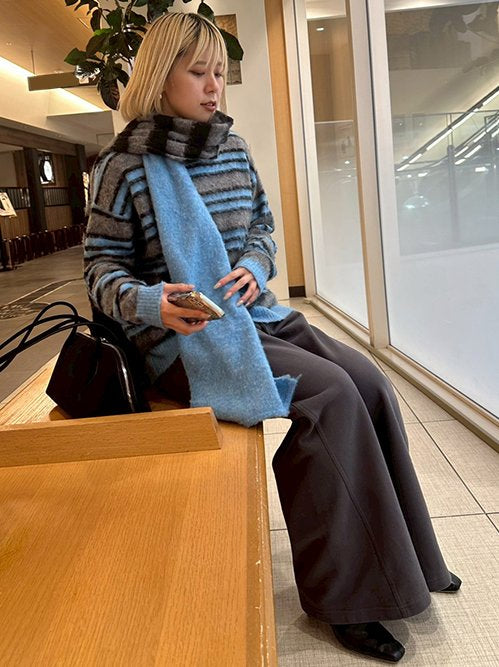 Brushed Mohair Striped Scarf