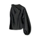 Black Taffeta Draped Sleeve Top