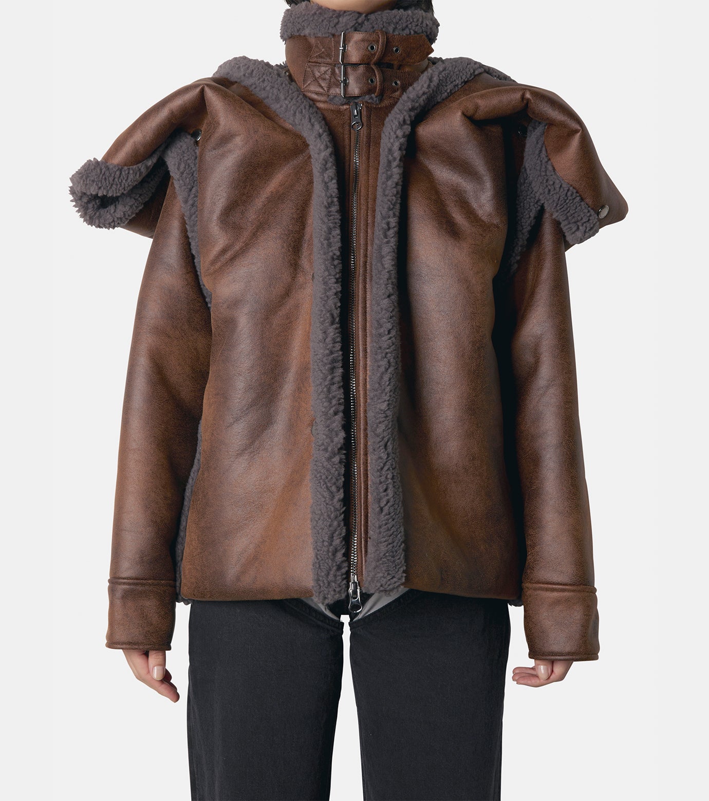 Snap Off Panel Hood Aviator Jacket