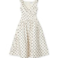 Cream Polka Dot Cotton Midi Dress