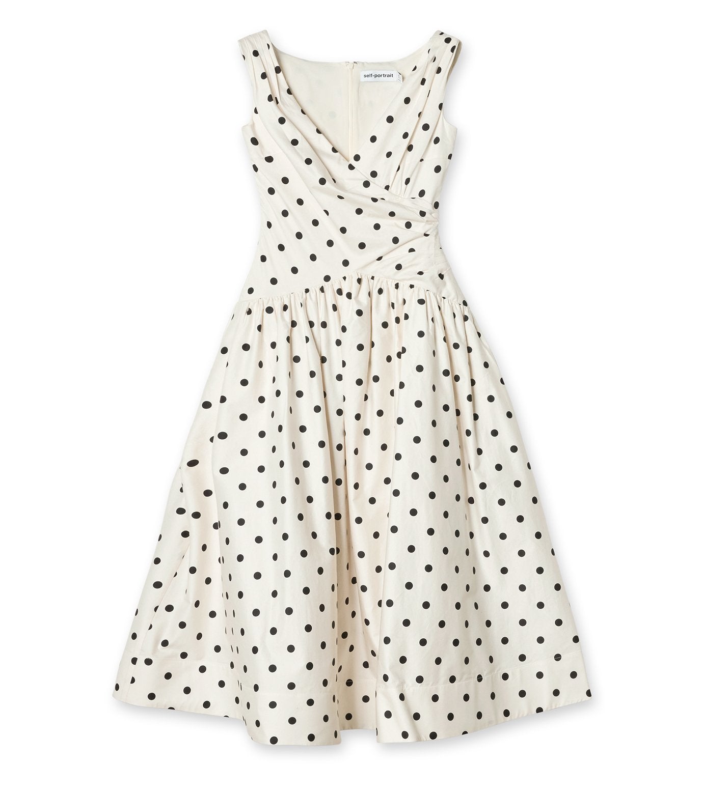 Cream Polka Dot Cotton Midi Dress
