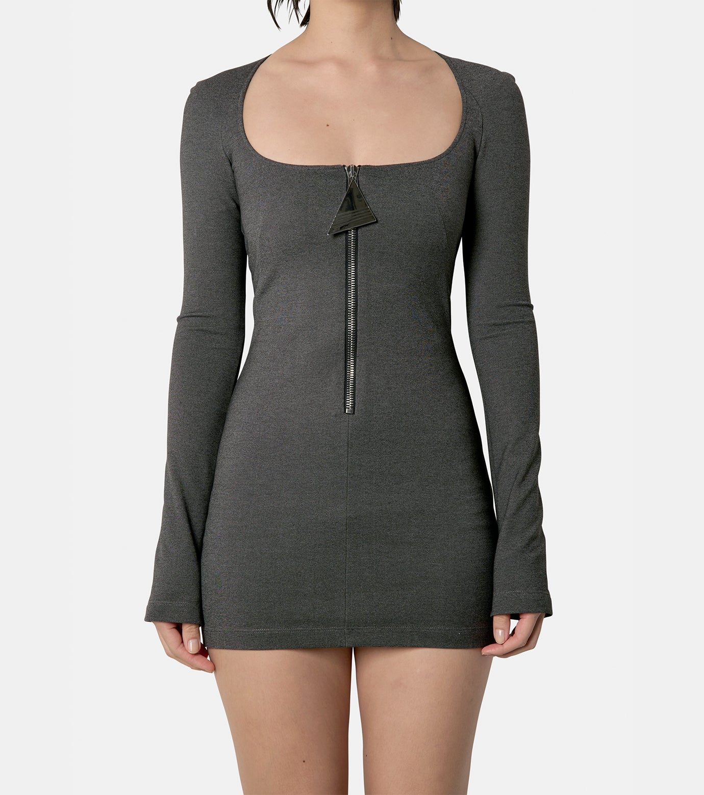 LS Mini Dress Zip Front