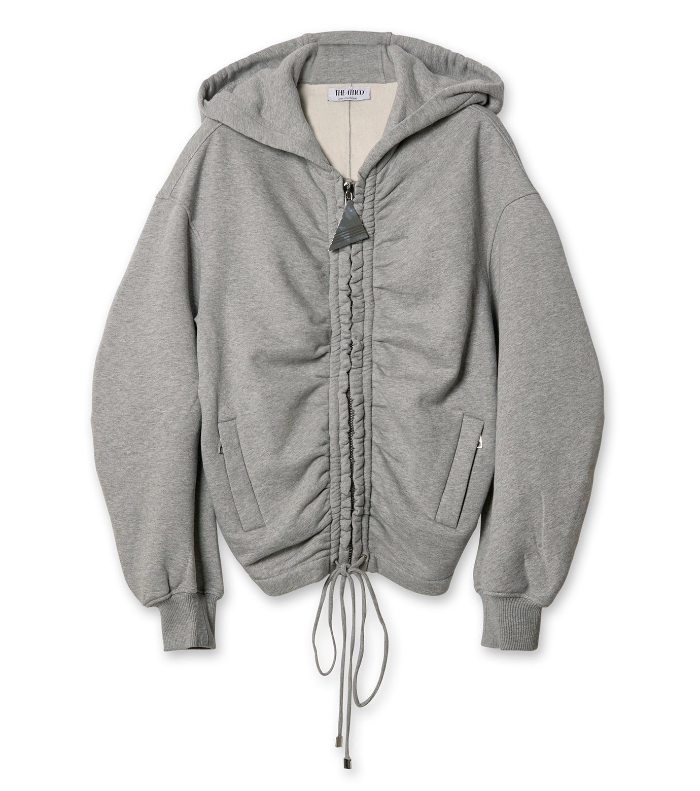 Gathered Zip Front Hoodie