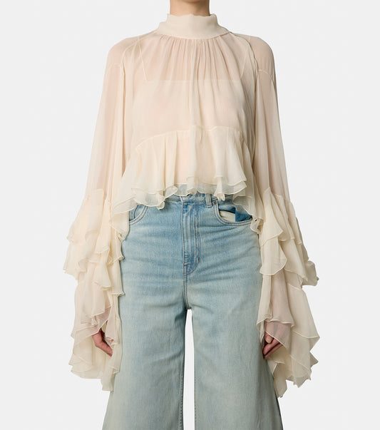 Silk Ruffle Top