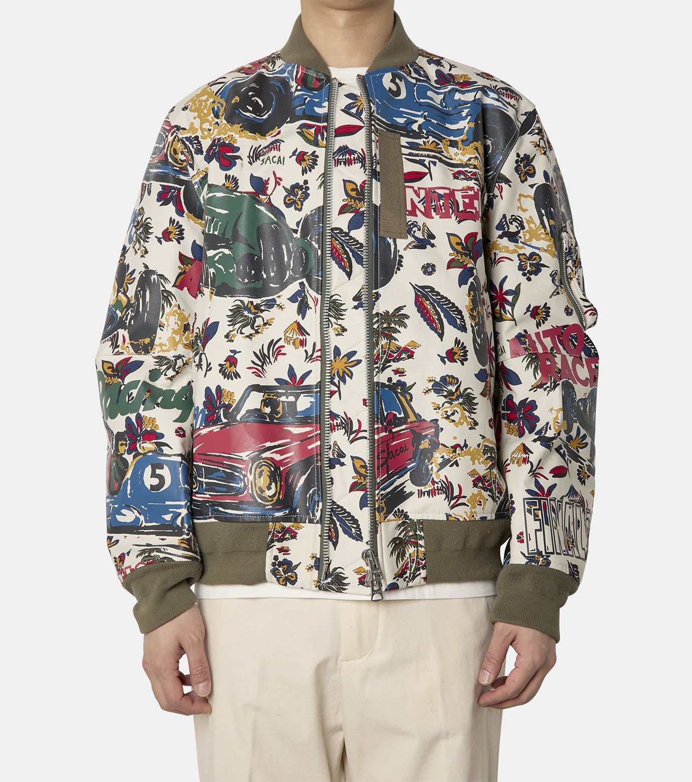 Car Race / Tropical Print Blouson