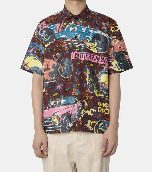 Car Race / Tropical Print Shirt