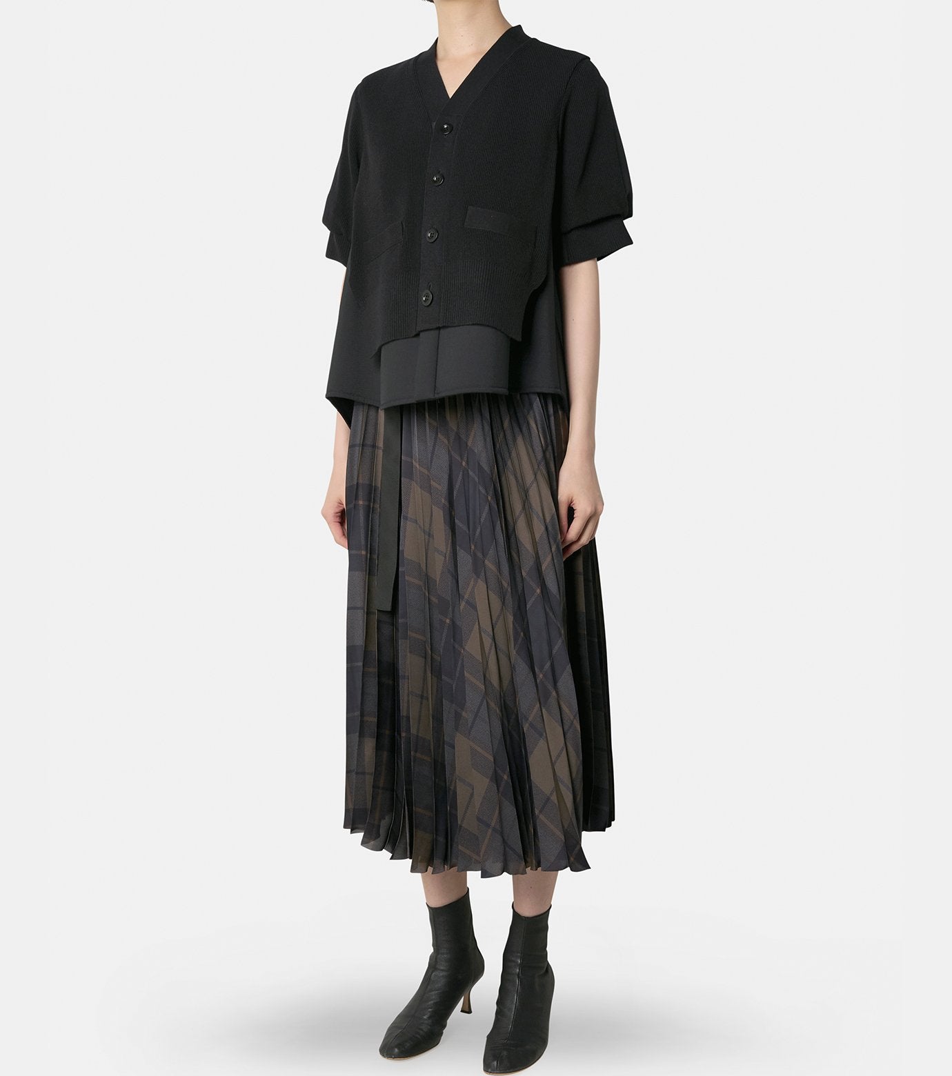 sacai Suiting Knit Cardigan　21AW ドッキング Suiting Mix Knit Cardigan – RESTIR