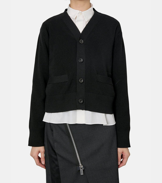 Poplin x Cotton Knit Cardigan