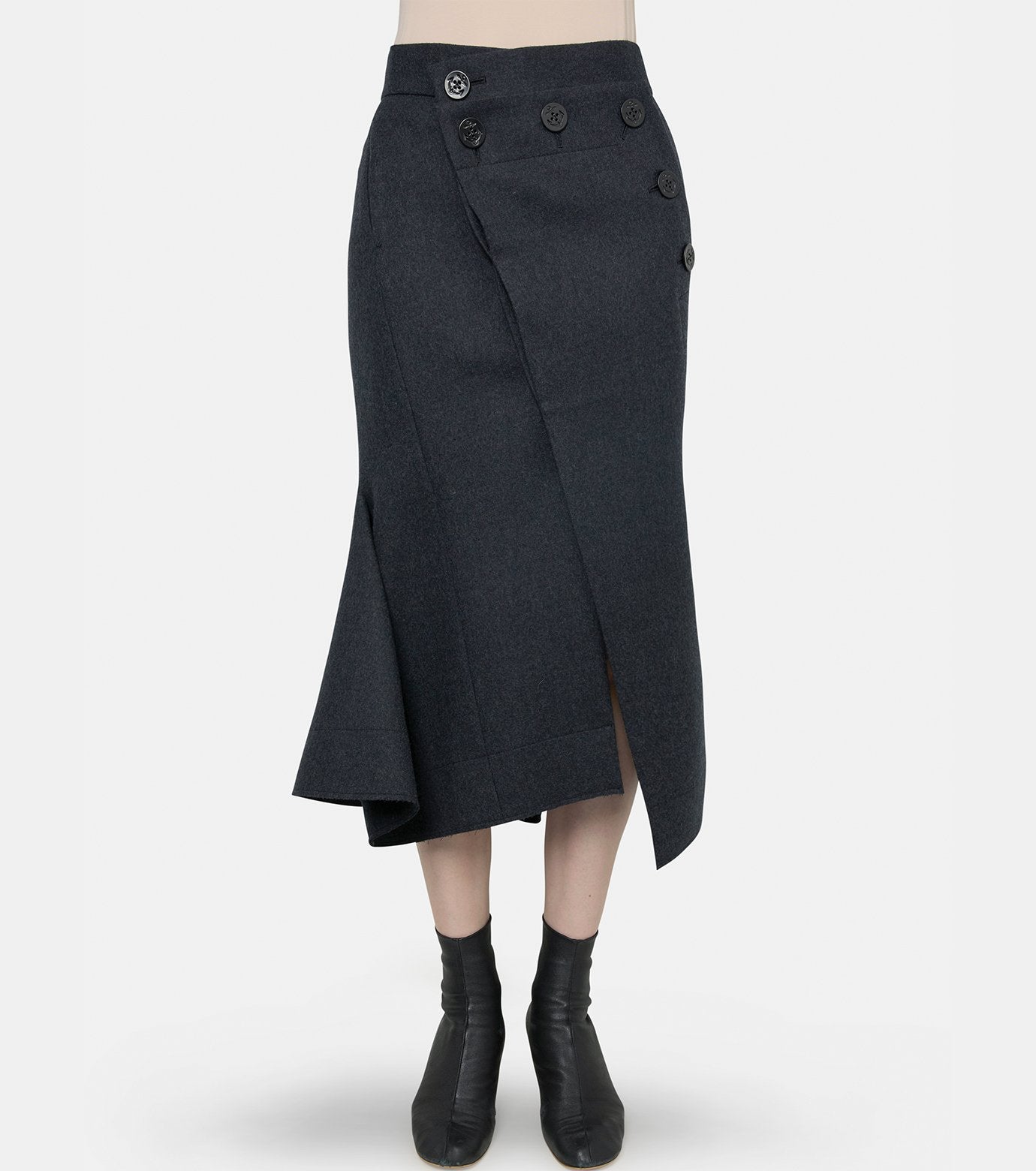 Wool Melton Midi Skirt