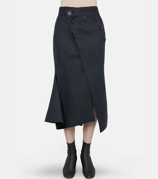 Wool Melton Midi Skirt