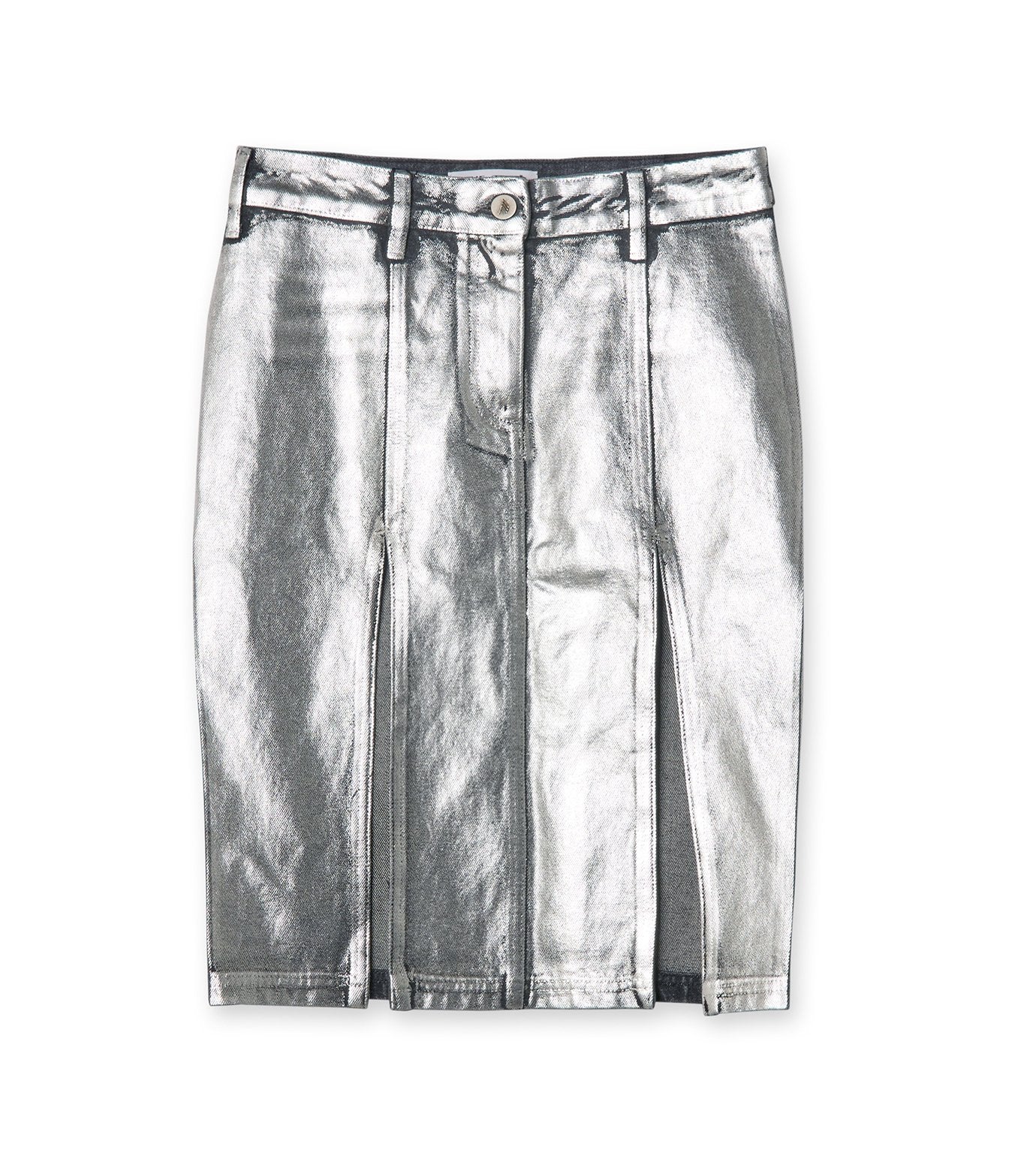 Shiny Coated Denim Skirt