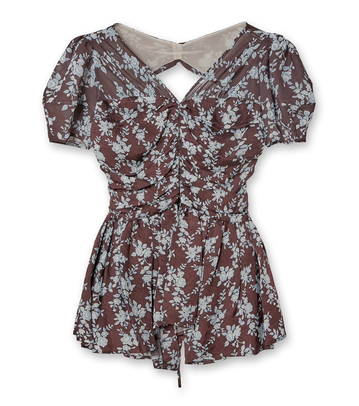 PUFF SLEEVE GATHERED BLOUSE