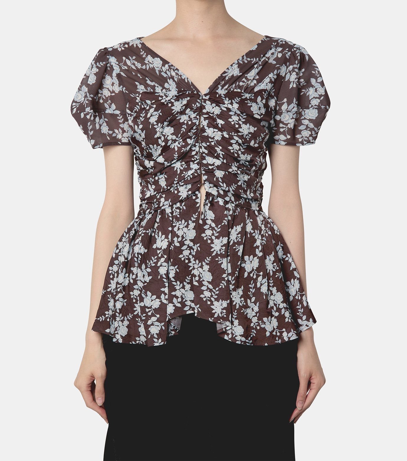 PUFF SLEEVE GATHERED BLOUSE