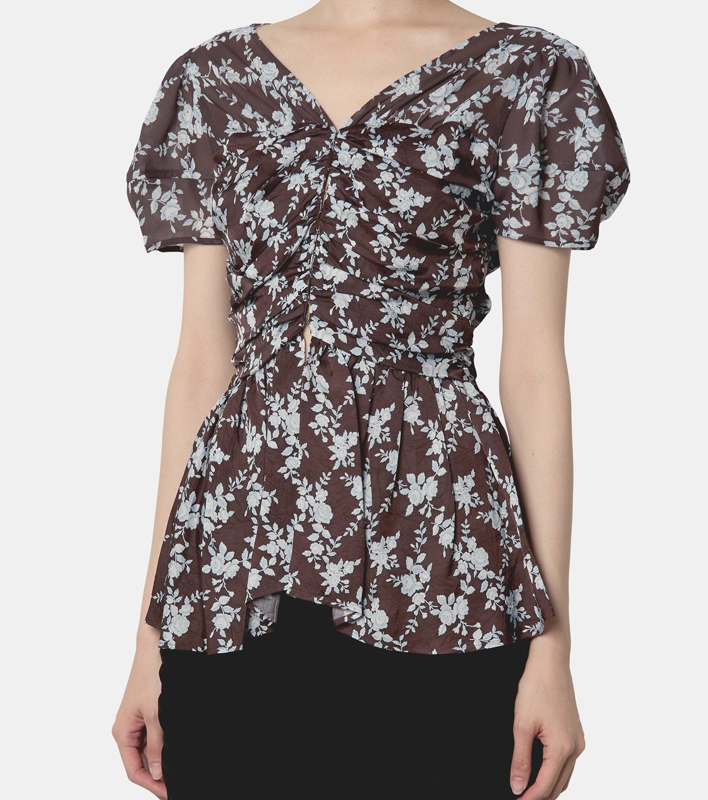 PUFF SLEEVE GATHERED BLOUSE