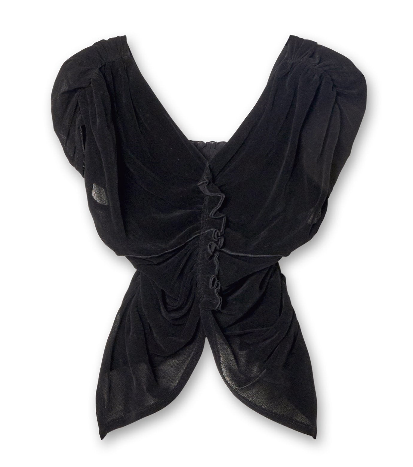 VELVET TULLE SHIRRING TOP