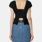 VELVET TULLE SHIRRING TOP