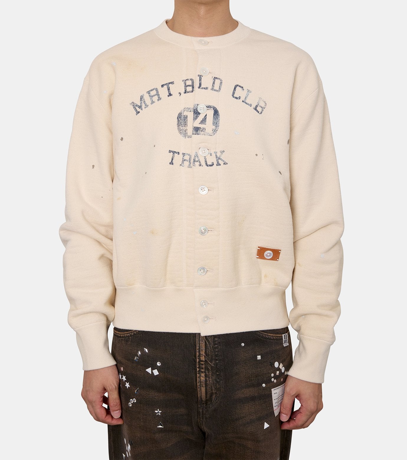 Vintage-effect sweat cardigan