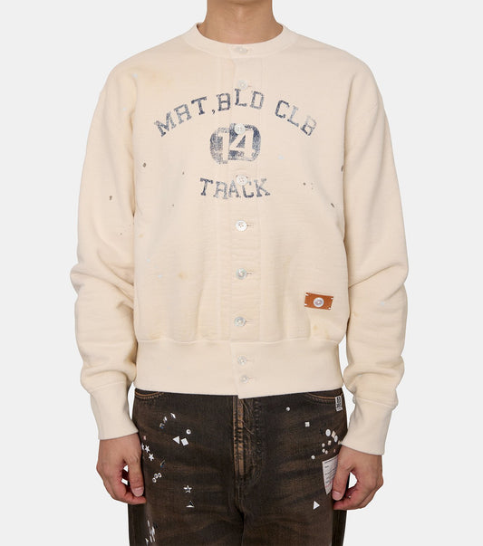 Vintage-effect sweat cardigan