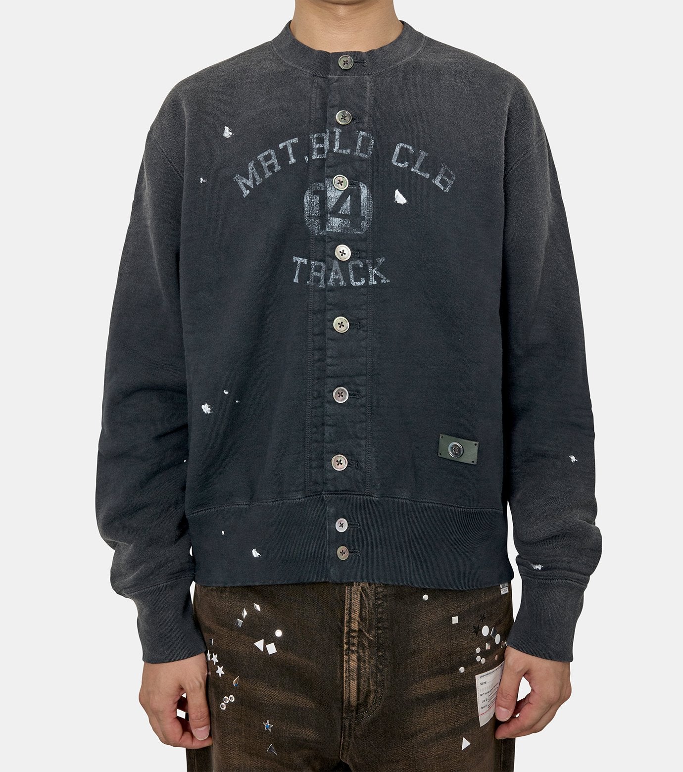 Vintage-effect sweat cardigan