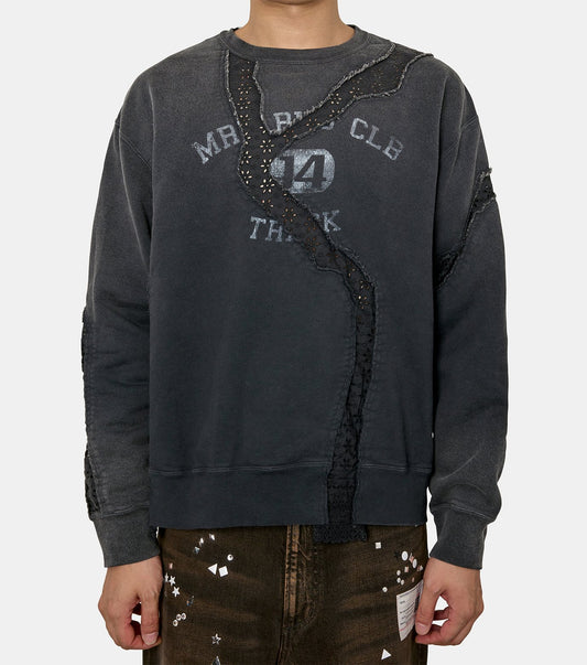 Vintage-effect asymmetric sweat shir