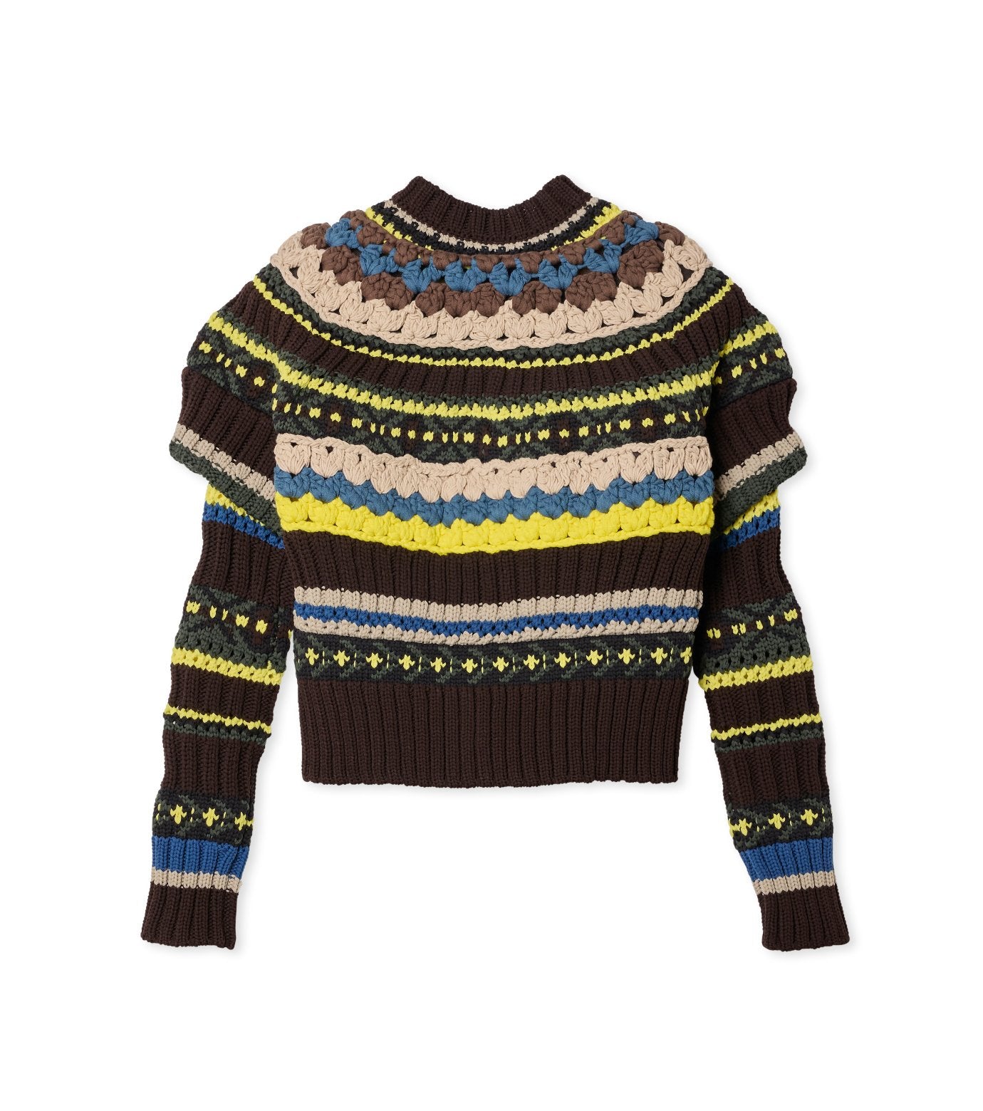 Mix Knit Cardigan Puff Slv