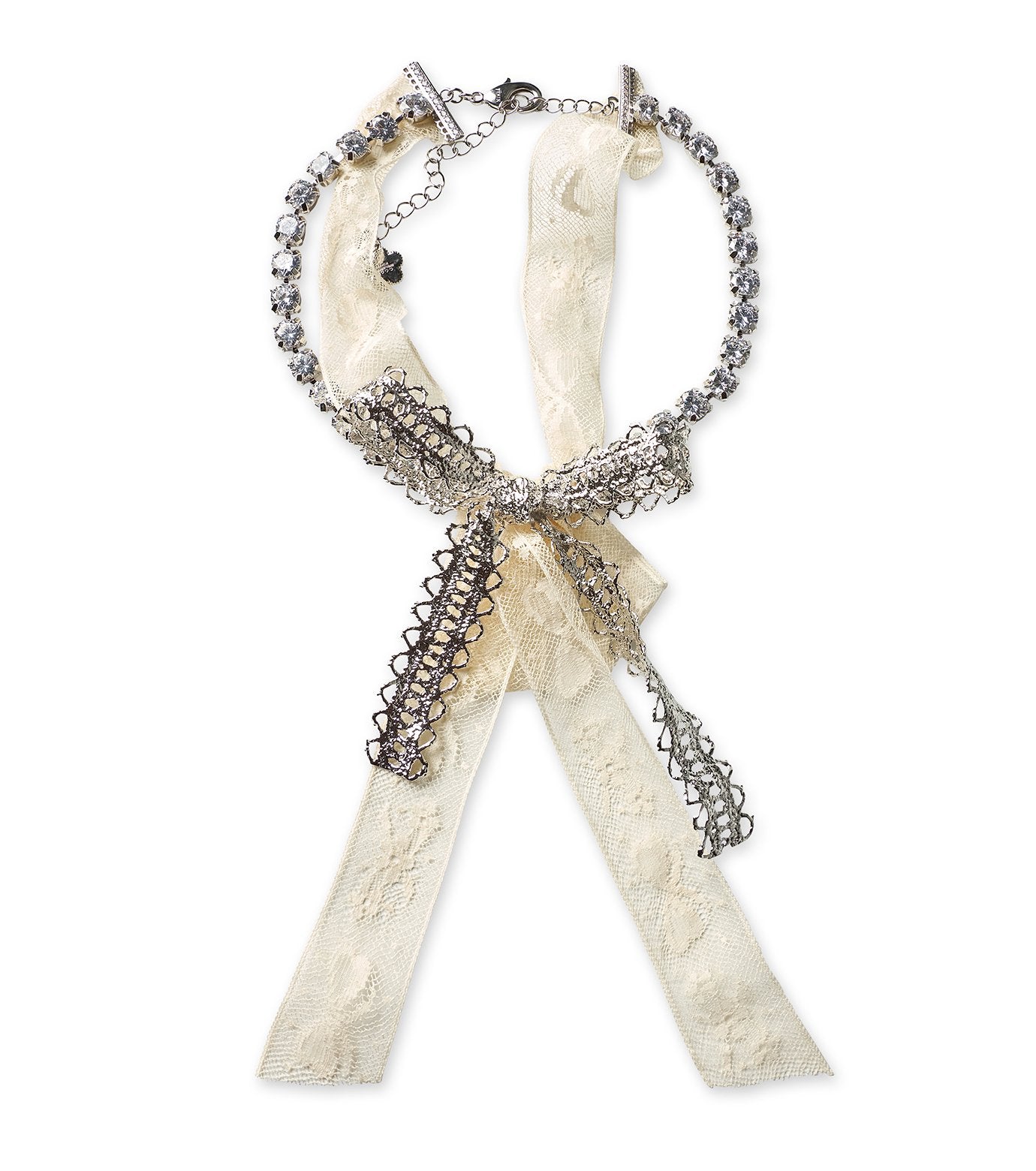Long-Tail Lace Bowknow Fabrick Neckl