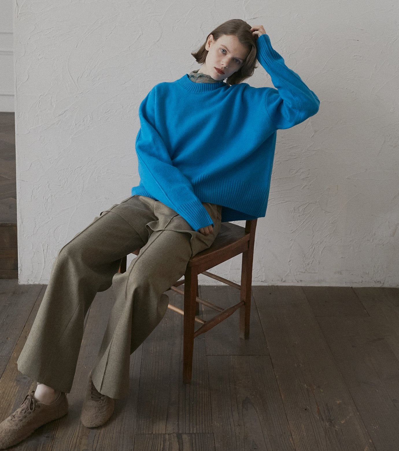 Wool Cashmere Crew Neck Knit