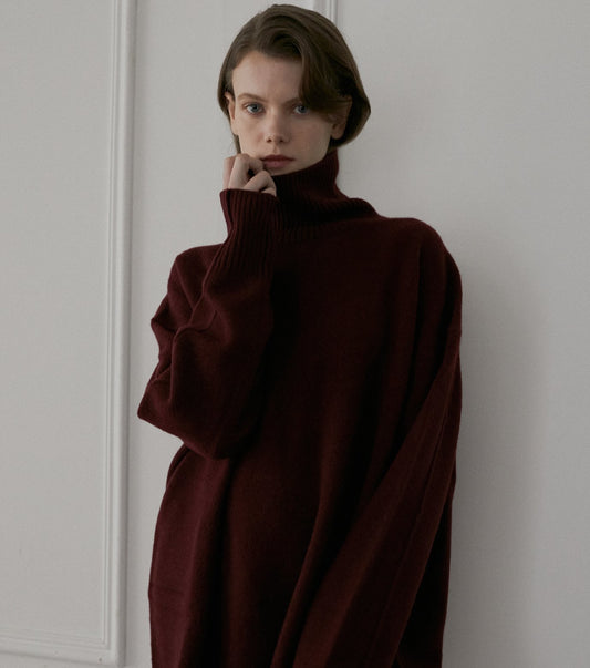 Wool Cashmere Turtle Neck Knit