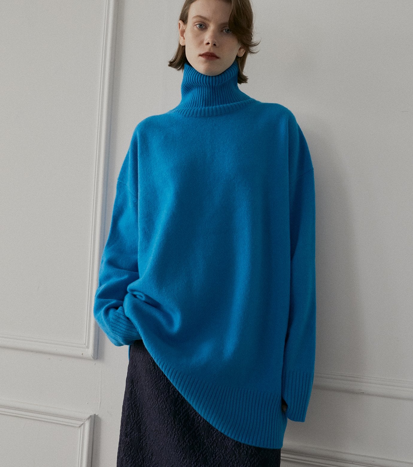 Wool Cashmere Turtle Neck Knit