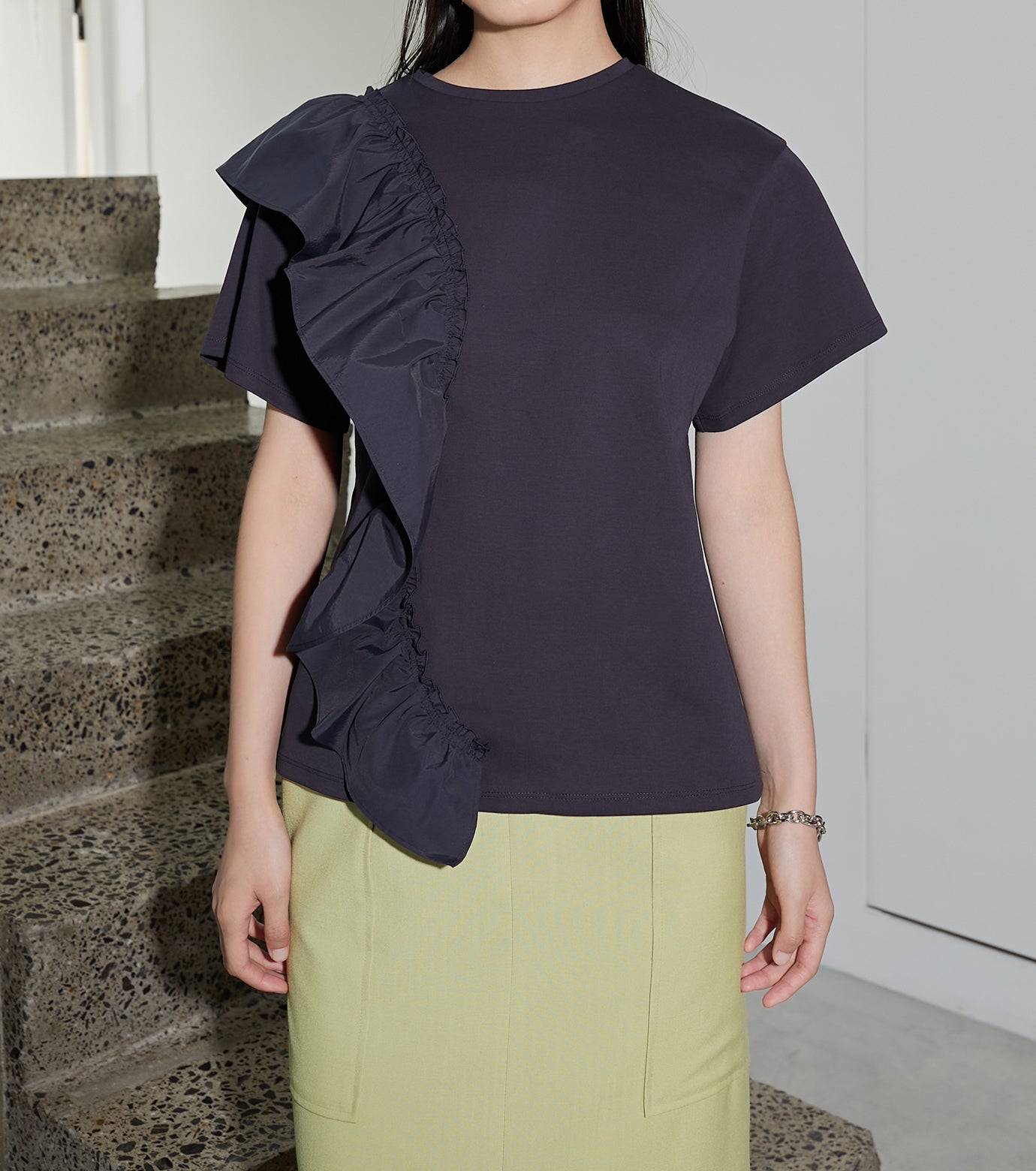 Taffeta Combo Jersey Top