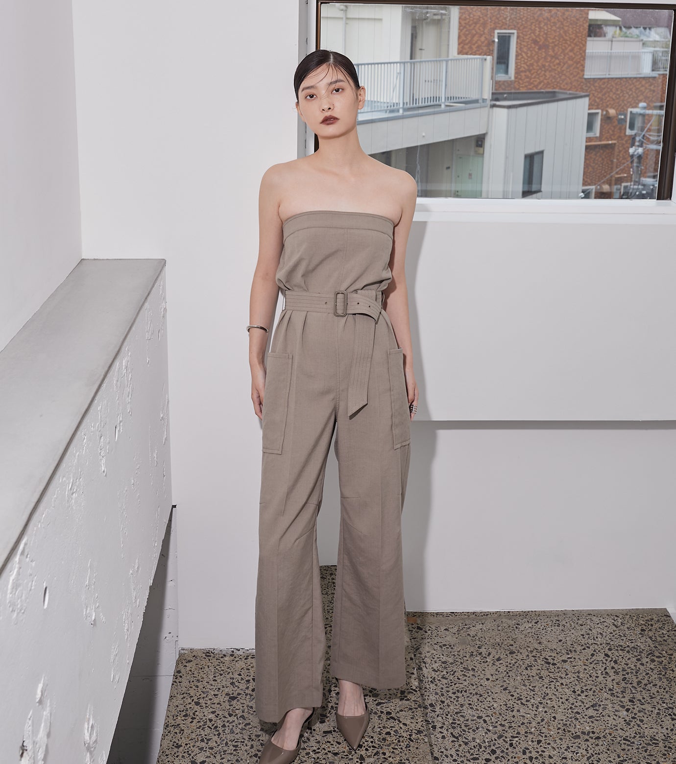 Belted Safari Jumpsuit ルシェルブルー Belted Safari Jumpsuit – RESTIR