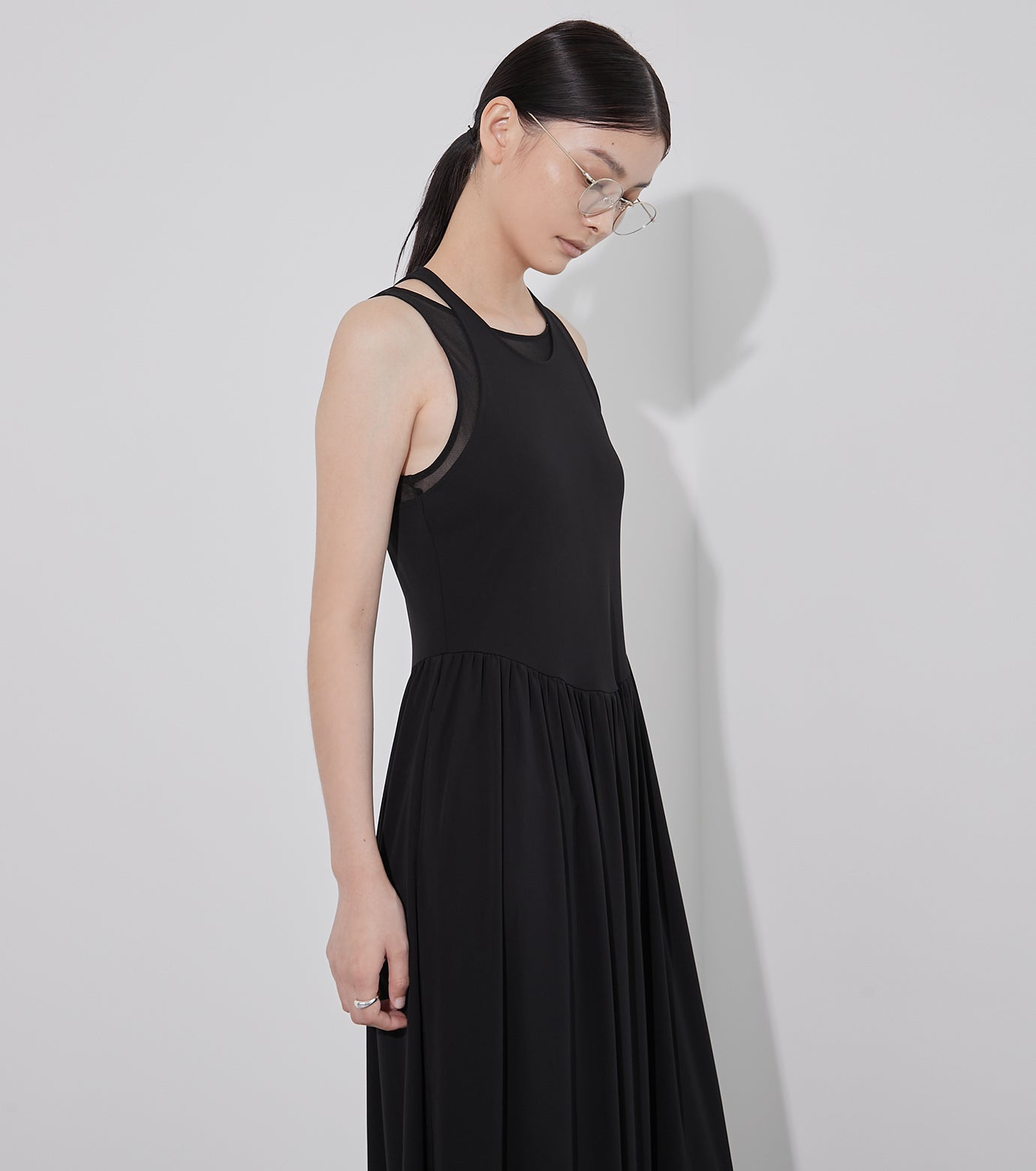 Sheer Layerd Jersey Dress