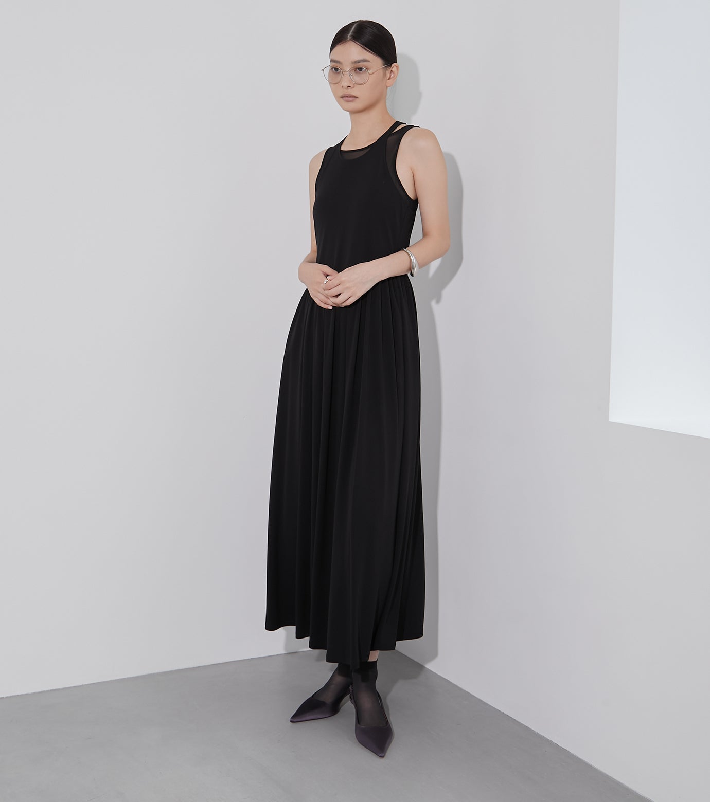 Sheer Layerd Jersey Dress