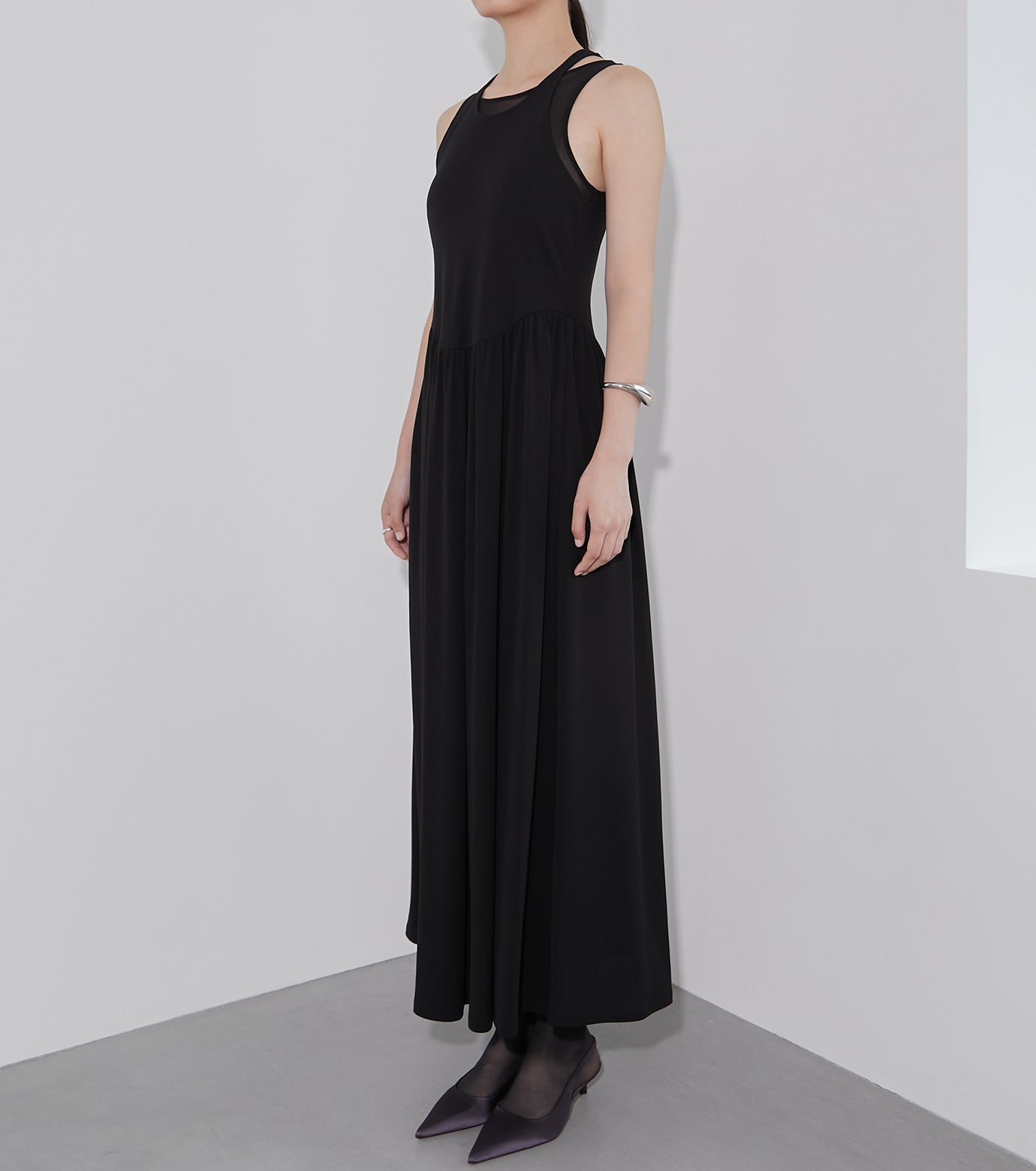 Sheer Layerd Jersey Dress