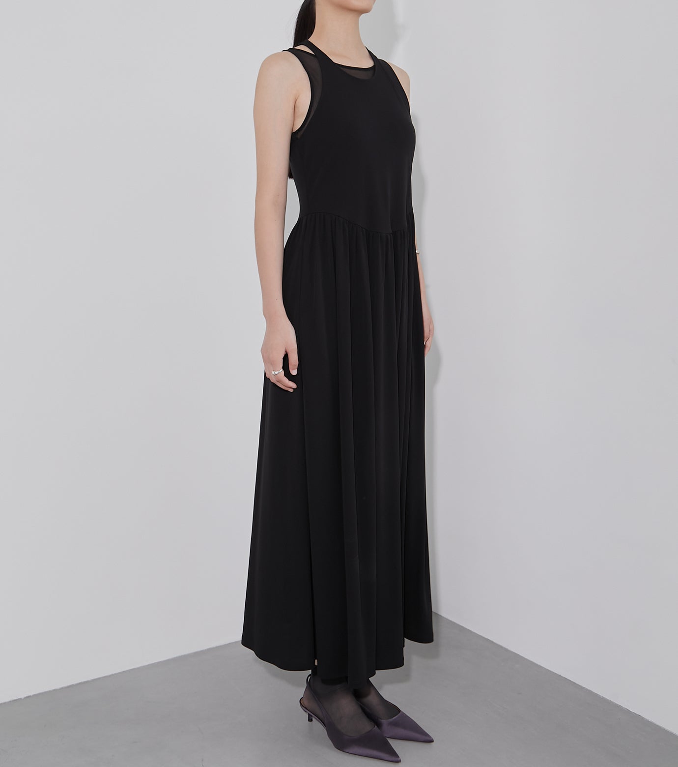 Sheer Layerd Jersey Dress