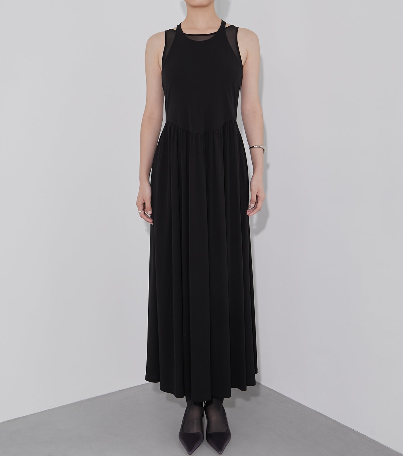 Sheer Layerd Jersey Dress