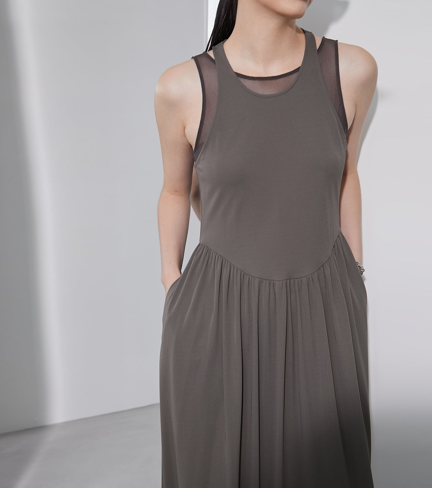 Sheer Layerd Jersey Dress