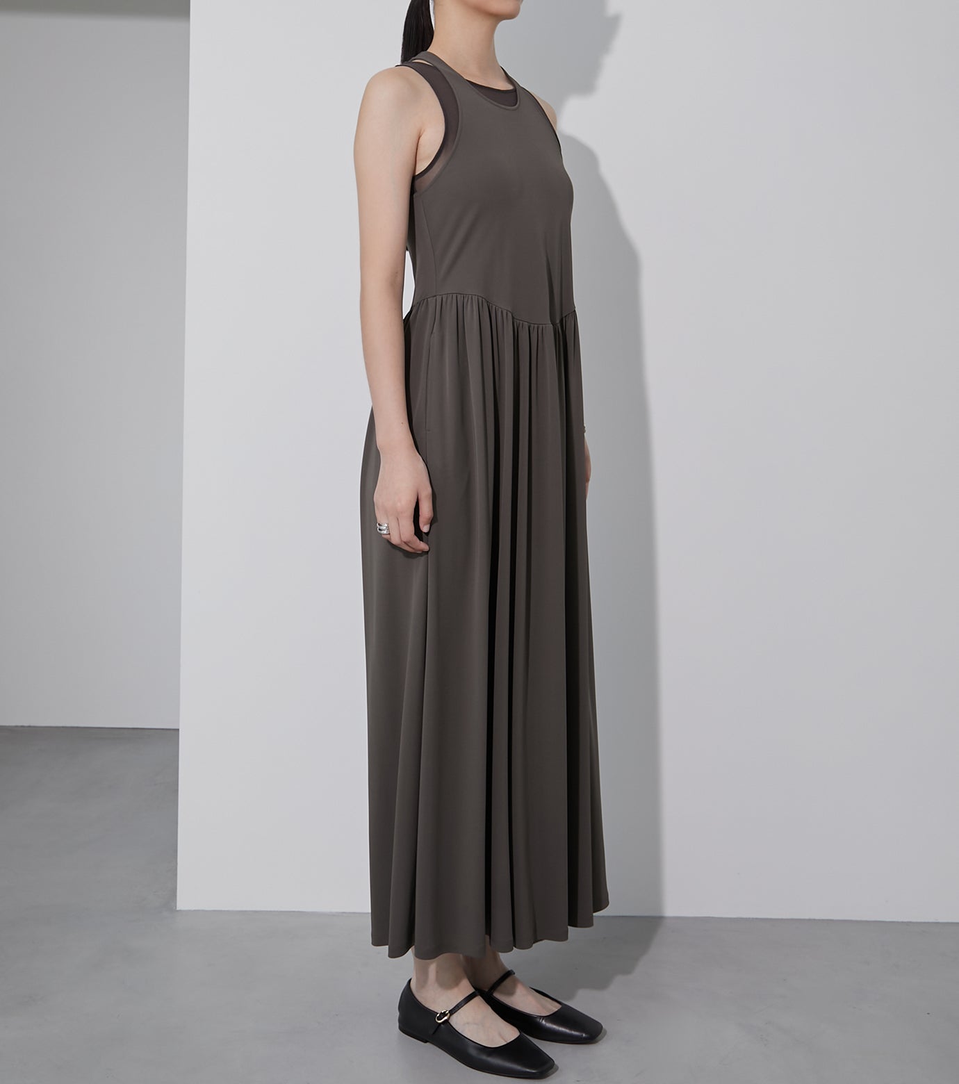 Sheer Layerd Jersey Dress