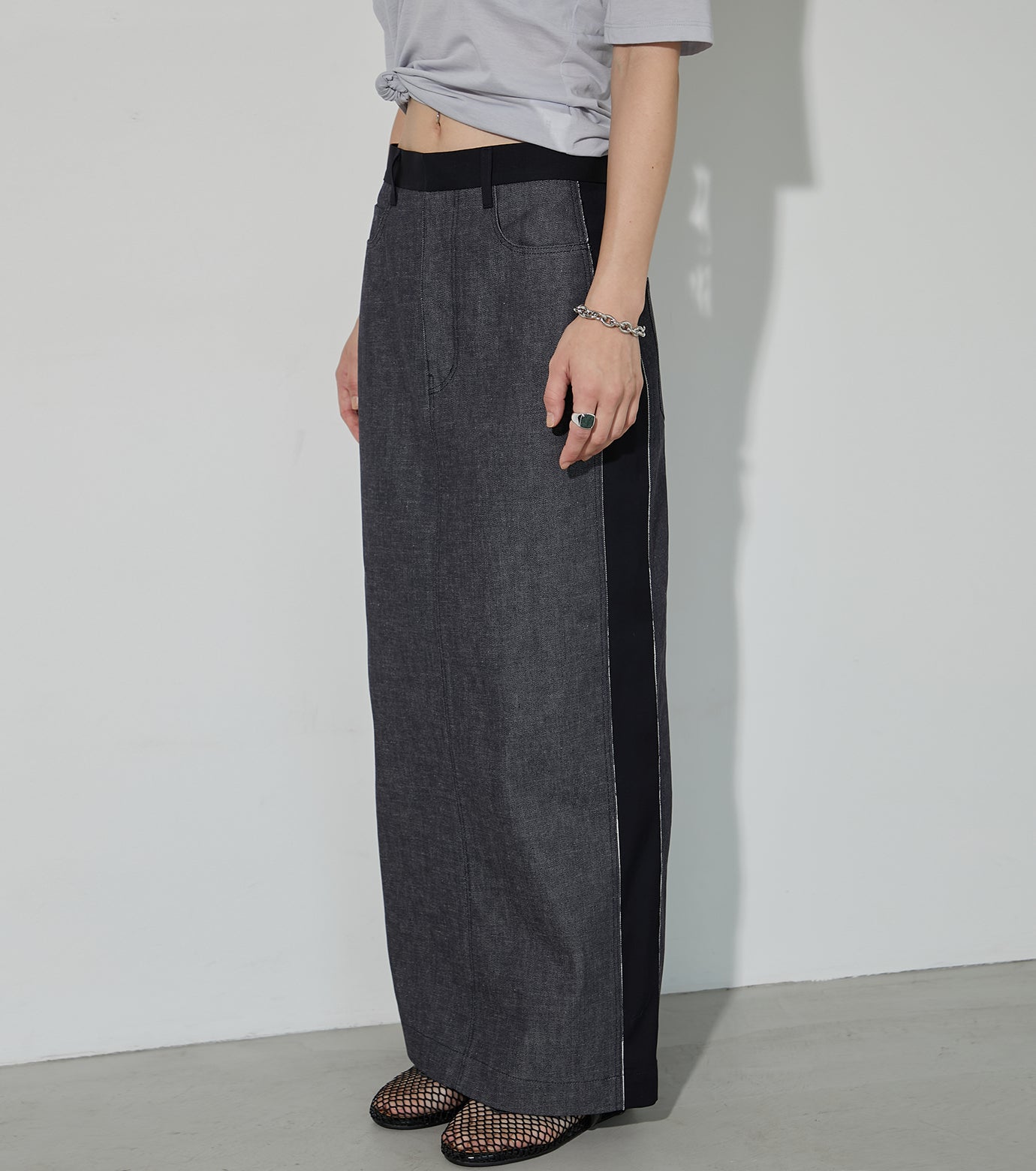 Two-tone Raw Denim Skirt