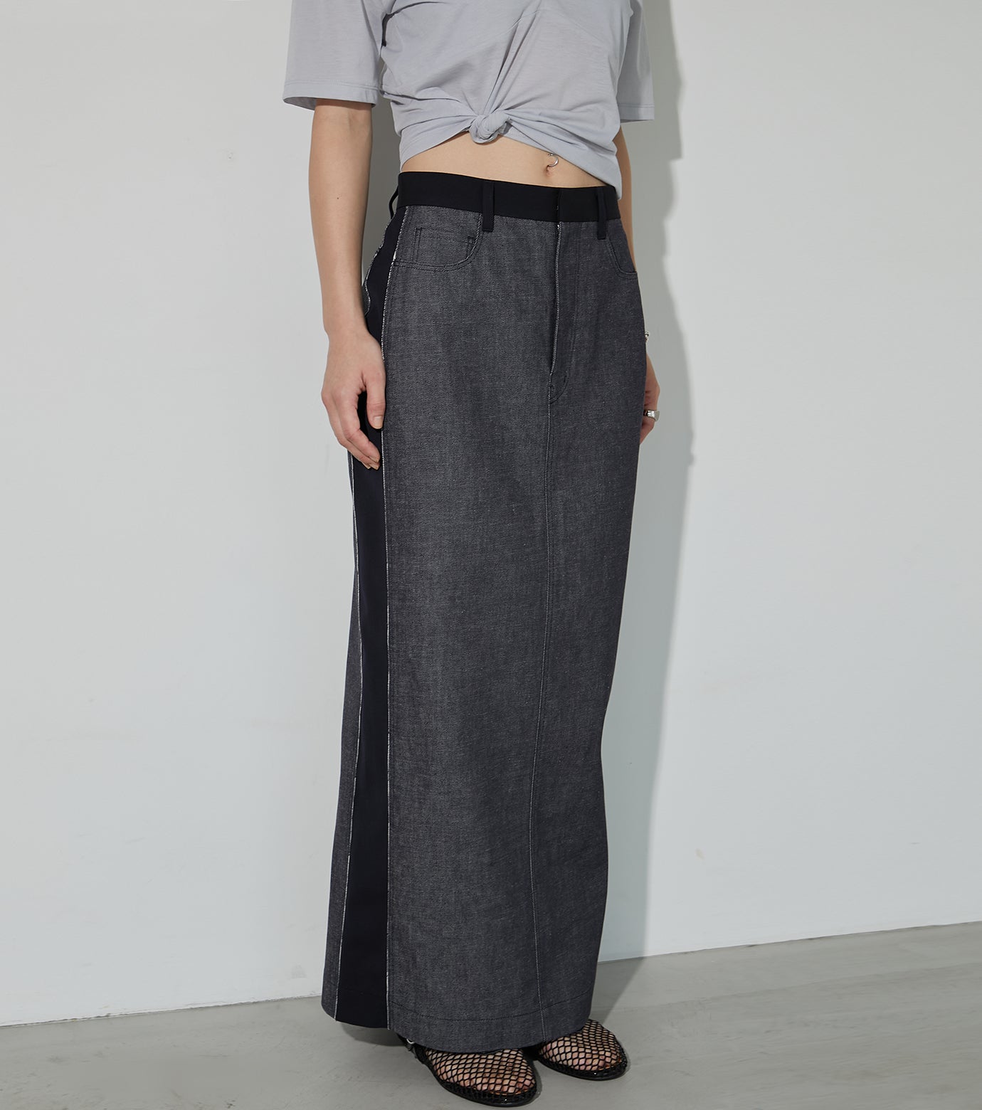 Two-tone Raw Denim Skirt