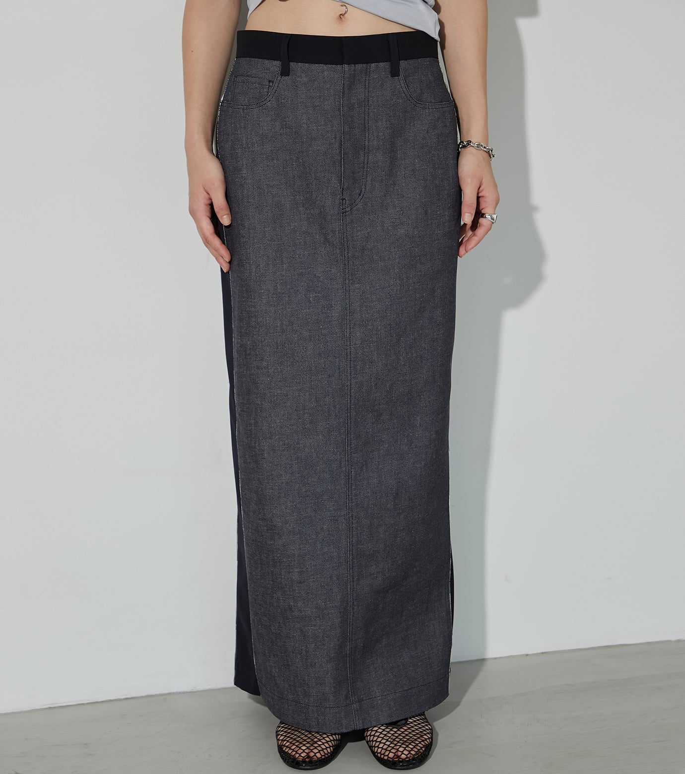 Two-tone Raw Denim Skirt