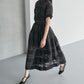 Checkered Lace Jacquard Tuck Skirt