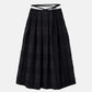 Checkered Lace Jacquard Tuck Skirt