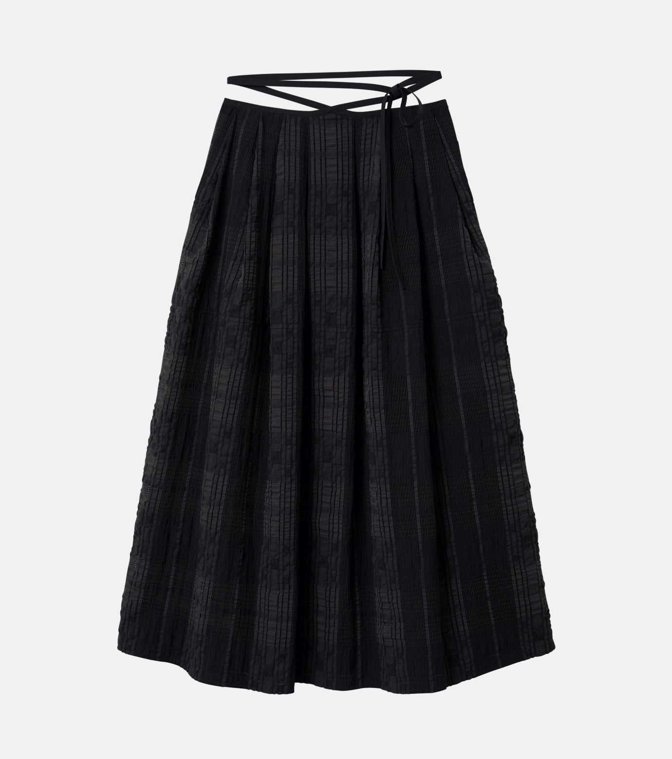 Checkered Lace Jacquard Tuck Skirt