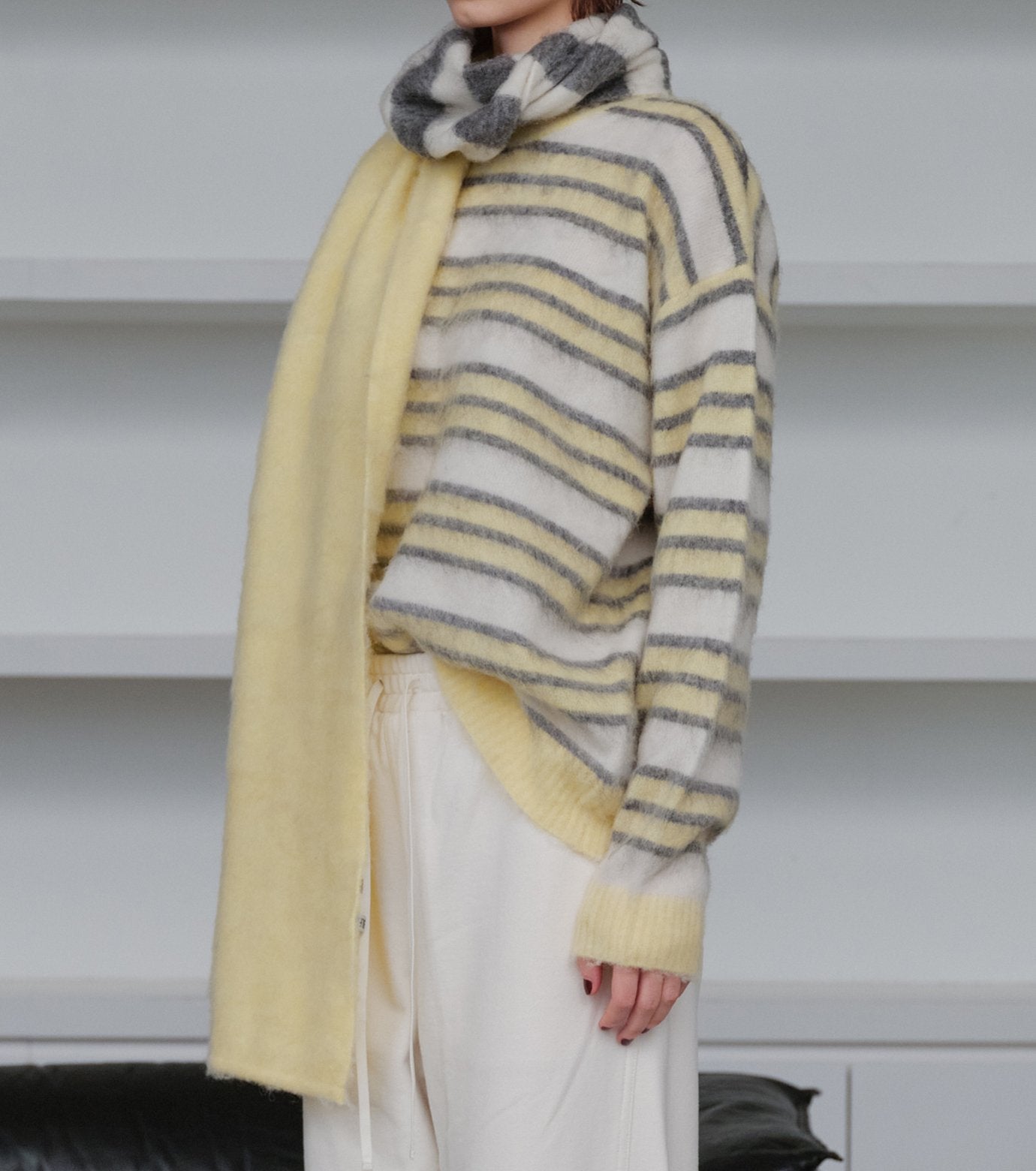 Brushed Mohair Striped Scarf